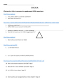 HOSA web-quest  Healthcare Student Organization