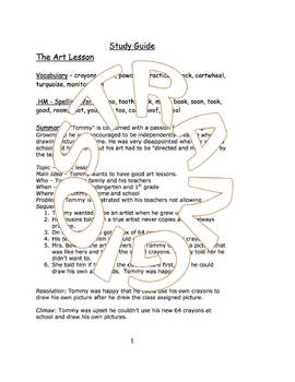 Preview of HOUGHTON MIFFLIN STUDY GUIDE - The Art Lesson - Theme 6 Story 1