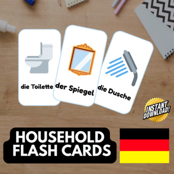 Preview of HOUSEHOLD GERMAN Edition (34 emoji pictures) • Montessori Cards • Flash Cards