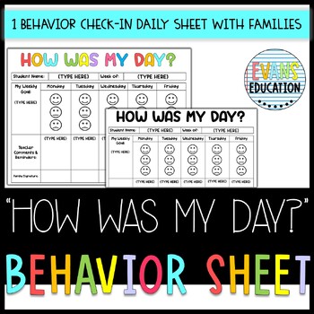 Preview of HOW WAS MY DAY? BEHAVIOR FOLDER SHEET