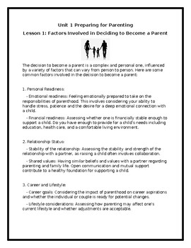 Preview of HPC3O Raising Healthy Children/ Parenting - Factors in Parenting