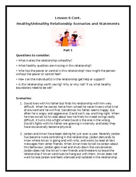 Preview of HPC3O Raising Healthy Children/ Parenting - Healthy/Unhealthy Relationships