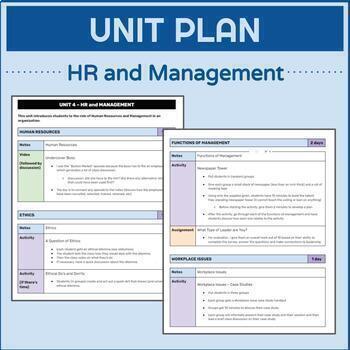 Preview of HR & Management | UNIT PLAN (Intro to Business)