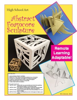 Preview of High School Art Abstract Foamcore Sculpture - Remote Learning Adaptable