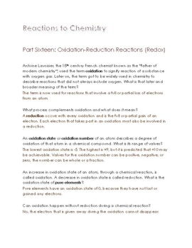 Preview of HS Chemistry: 22. Oxidation-Reduction Reactions (Questions with Answers)