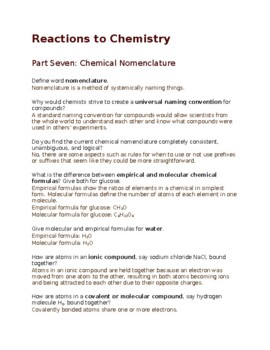 Preview of HS Chemistry: 7. Chemical Nomenclature (Questions with Answers)
