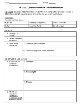 Hs Ess2 1 Continental And Ocean Floor Features Project By
