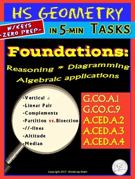 Preview of HS GEOMETRY Basics and FOUNDATIONS (Geometry Curriculum in 5 min tasks - Unit 2)