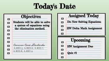 Preview of HS Math Class Daily Agenda (Google Slides)