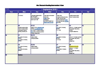 Preview of HS Reading Intervention Calendar