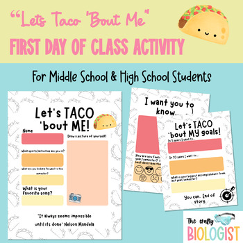 Preview of HS and MS Get To Know You "Lets Taco 'Bout Me" First Day of Class Activity