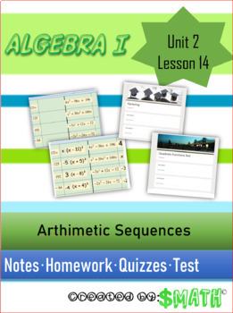 Preview of HSA-BF.A.2 Algebra 1 Unit 2 Lesson 14 Notes Arithmetic Sequences