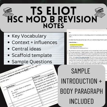 Preview of HSC MOD B TS ELIOT Revision Resource (Essay Scaffolds/vocabulary/sample para)