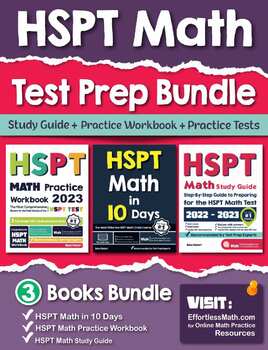Preview of HSPT Math Test Prep Bundle: Study Guide + Practice Workbook + Practice Tests