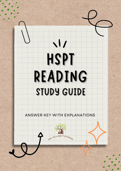 Preview of HSPT Reading Study Guide (ANSWER KEY WITH EXPLANATIONS INCLUDED!)