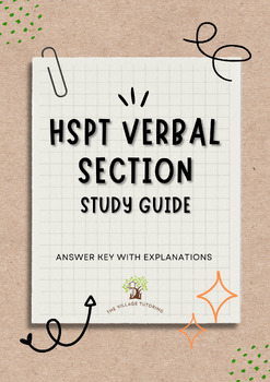 Preview of HSPT Verbal Section Study Guide (ANSWER KEY WITH EXPLANATIONS INCLUDED!)