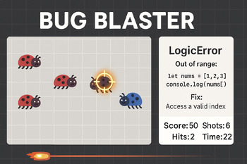 Preview of HTML JavaScript Complete Lesson Grades 6-12 Game Development: Bug Blaster