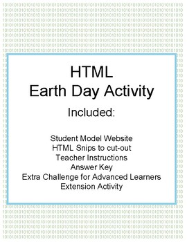 Preview of HTML Earth Day Activity