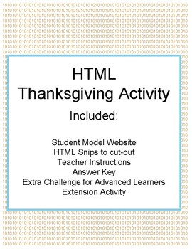 Preview of HTML Thanksgiving Activity