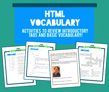 Preview of HTML Vocabulary Activity Packet