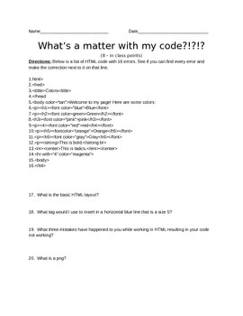 Preview of HTML - What's a Matter With My Code - Volume 1