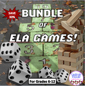Preview of HUGE BUNDLE of ELA GAMES! Jenga, vocabulary, poetry, Halloween, earth day