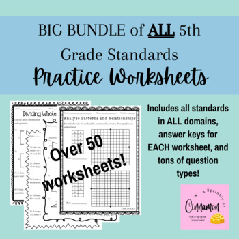 Preview of HUGE BUNDLE of Math Worksheets for ALL 5th Grade Standards!!
