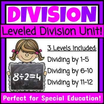 Preview of Division Unit Special Education Division Practice Math Facts Fluency Activities