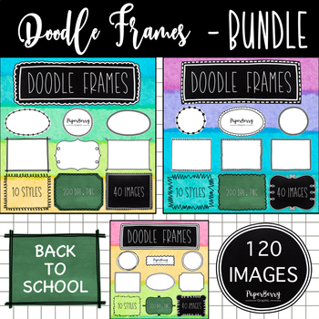 Chalkboard Labels, Doodle Frames, Black and White by MyClipArtStore