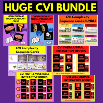 Preview of HUGE CVI Bundle: Complexity Sequence Cards, Interactive Books, Vocabulary Cards