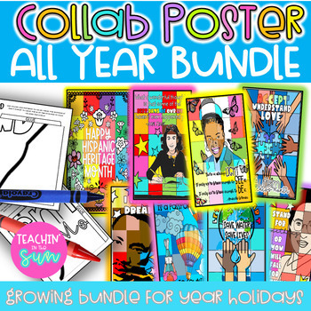 Preview of HUGE Collaborative Poster BUNDLE | Door Decoration Year long ENTIRE YEAR