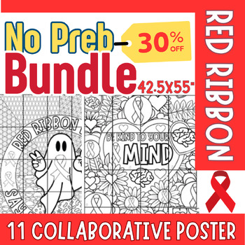 Preview of HUGE Collaborative Poster BUNDLE | Red Ribbon Week Collaborative Poster Art