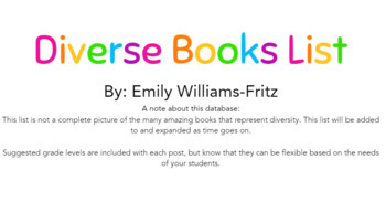 Preview of HUGE Diverse Books List by Subject K-5
