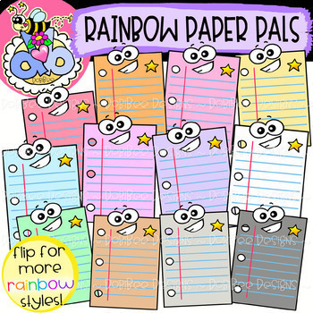 Preview of HUGE FREEBIE! Rainbow Paper Pals: School Clipart {DobiBee Designs}