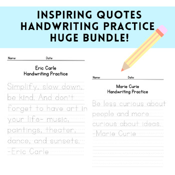 Preview of HUGE Inspiring Quote Handwriting Practice Bundle