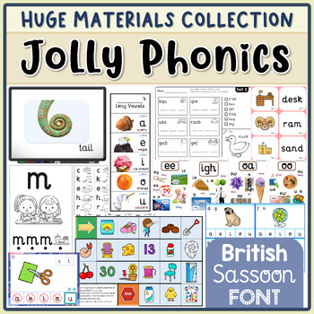 Preview of HUGE Jolly Phonics Support Bundle -Digital Games, Centers, Worksheets {BRITISH}