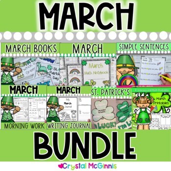 Preview of HUGE March Bundle | March Morning Work, March Math & Literacy, Craft, Journal