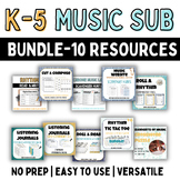 HUGE K-5 Music Sub BUNDLE | Worksheets | No Prep