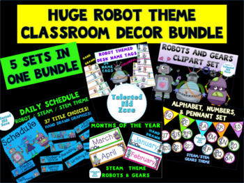 Preview of HUGE Robot Themed Classroom Decor Bundle