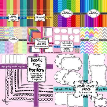 Preview of HUGE Seller's Toolkit Bundle - Digital Papers, Borders, Frames, and Fonts!