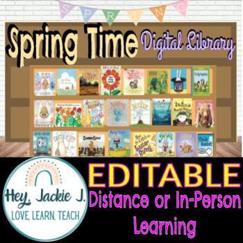 Preview of HUGE Spring Time Easter Virtual Digital Library Hybrid Distance Google Editable