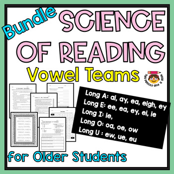 Preview of HUGE Vowel Teams BUNDLE for Older Students: Science of Reading: Digraphs