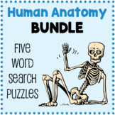 HUMAN ANATOMY BUNDLE - 5 Word Search Puzzle Worksheets - 5