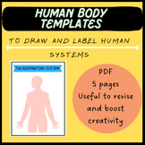 HUMAN BODY TEMPLATES to draw and label human systems