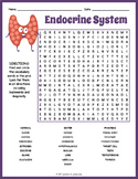 HUMAN ENDOCRINE SYSTEM Word Search Puzzle Worksheet - 6th,
