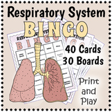 HUMAN RESPIRATORY SYSTEM BINGO - 40 Vocabulary Cards & 30 