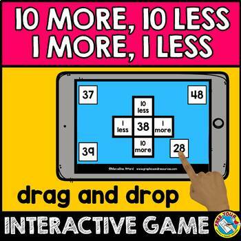 Preview of HUNDREDS CHART 10 MORE 10 LESS MATH JUNE DIGITAL GAME 1ST GRADE RESOURCE