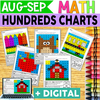 Preview of HUNDREDS CHART-AUGUST | Math Centers | Math Review|Back To School Math Activity