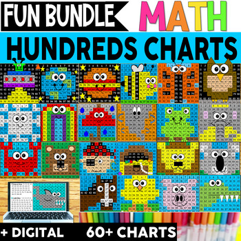 Preview of HUNDREDS CHARTS - Over 60 charts - Color by Number - With Digital Resources 