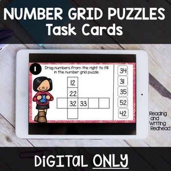 Preview of HUNDREDS NUMBER GRID PUZZLES Digital Task Cards